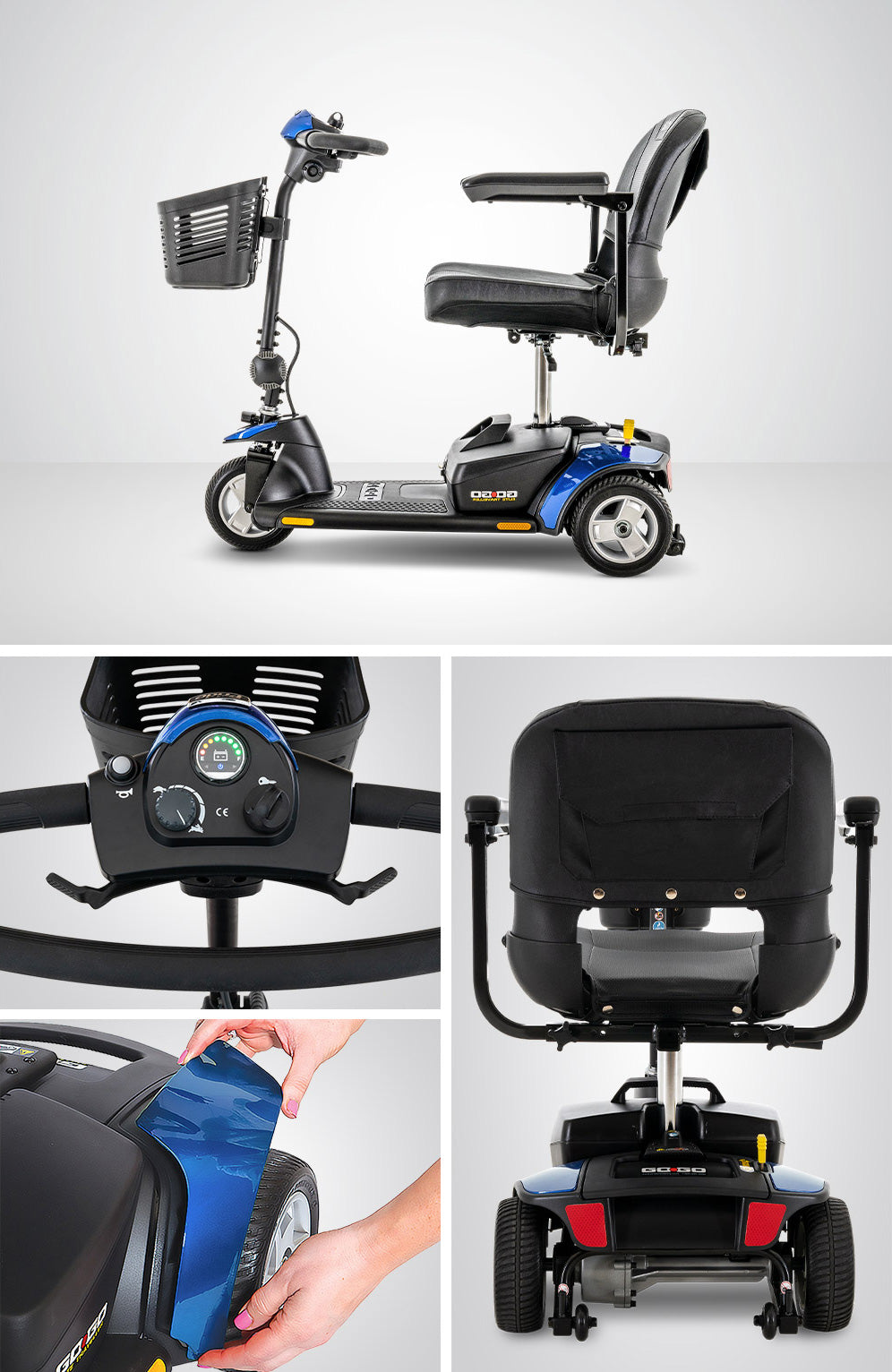 Go Go Elite Traveller 3-Wheel Scooter – Easy Disassembly, Convenient Storage Basket, Stable and Maneuverable with 18AH Battery