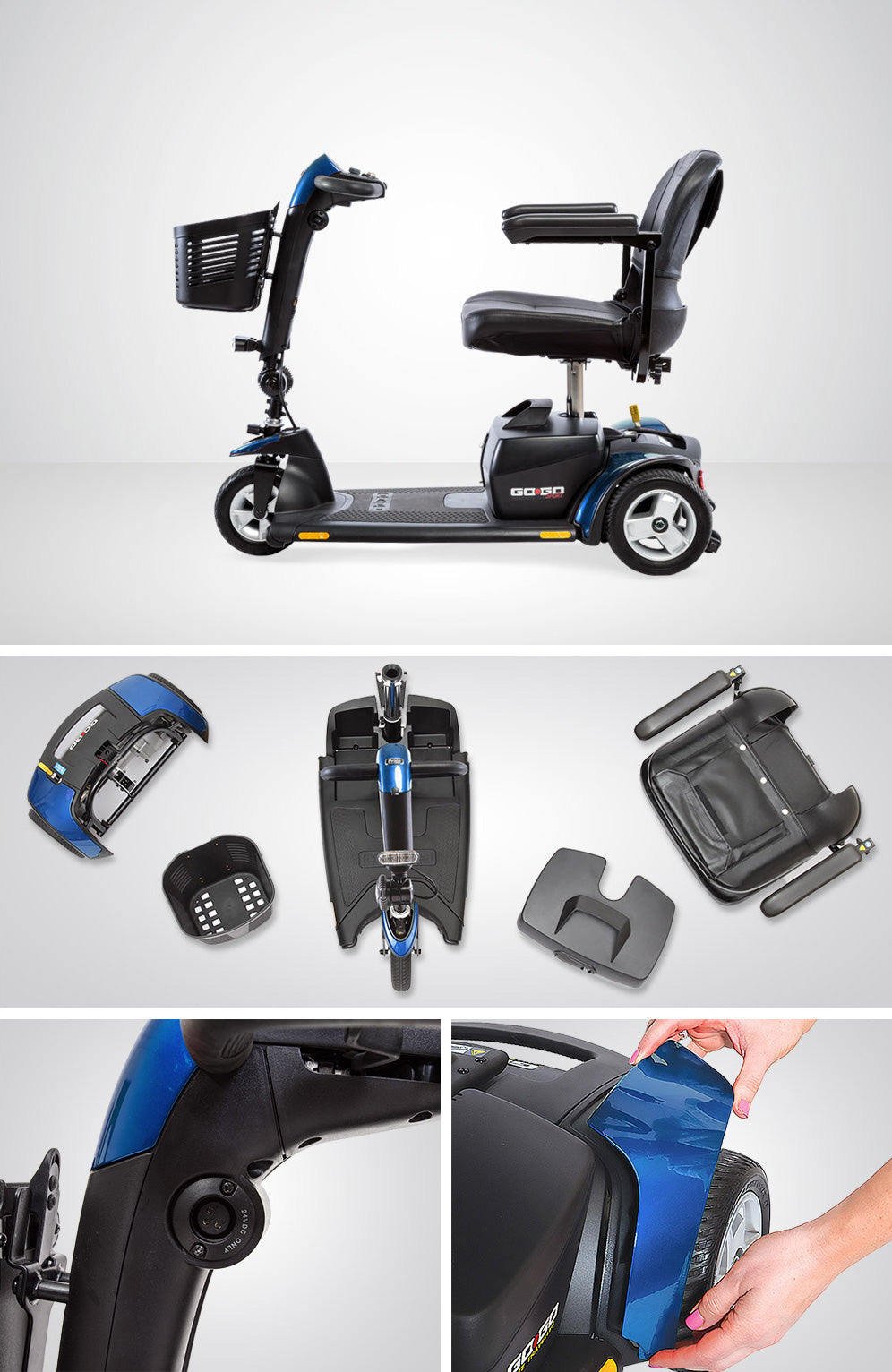 Go Go Sport 3-Wheel Scooter – Simple Disassembly, Ergonomic Delta Tiller, LED Lighting, and One-Handed Operation