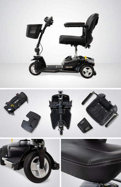 Go Go Ultra X 3-Wheel Scooter – One-Hand Disassembly, 300 lb Weight Capacity, and Convenient Drop-In Battery Box