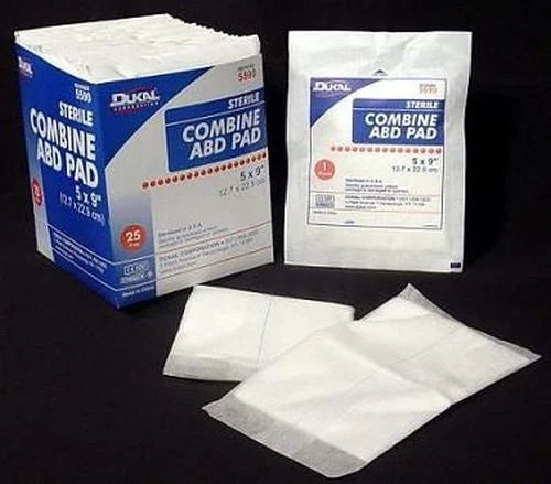 Sterile Combine ABD Pad by Dukal - Large, Highly-Absorbent, and Safe Wound Dressing