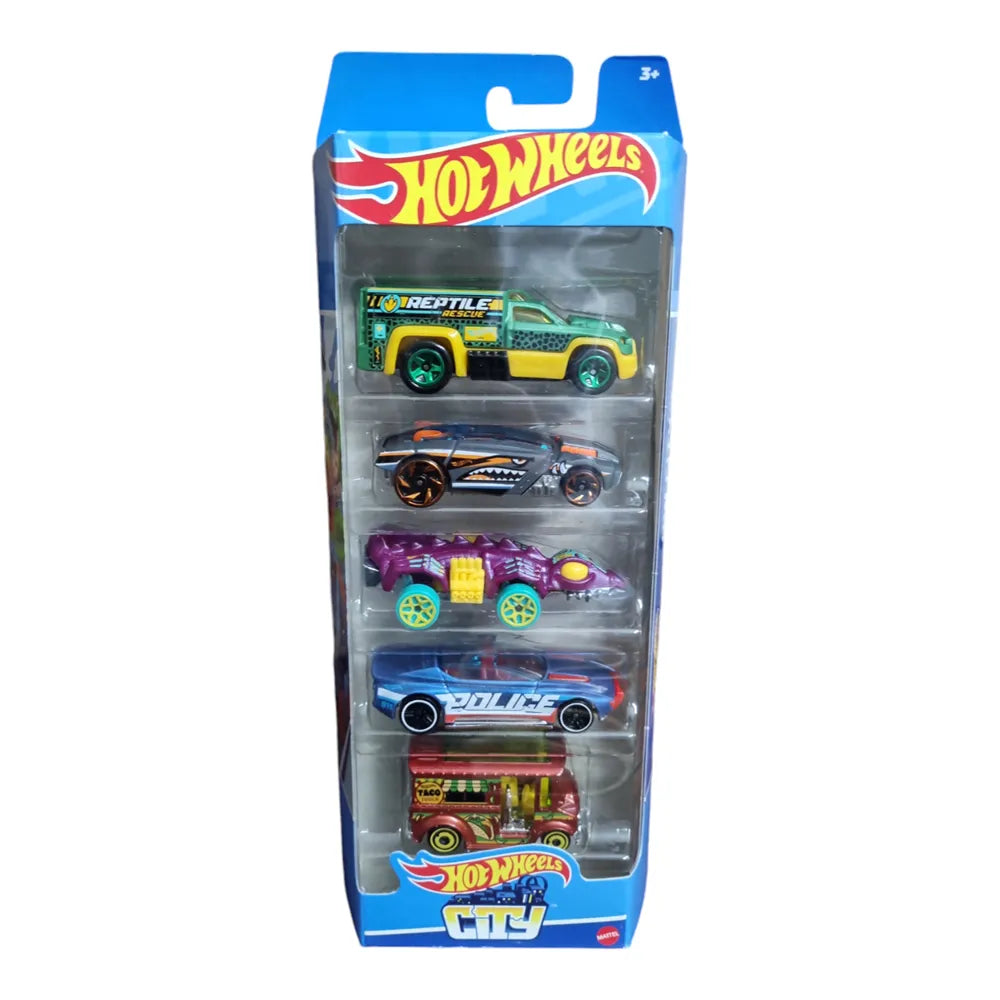 Hot Wheels City 5-Pack Diecast Cars – Alpha Pursuit, Bread Box, Rescue Duty, Fangster & Rogue Hog
