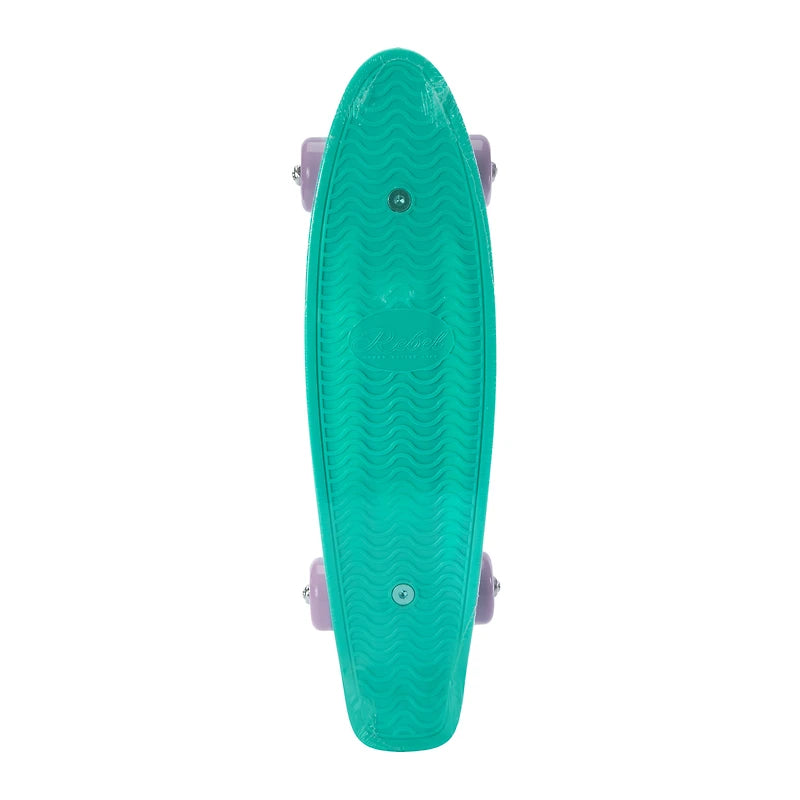 Mini Skateboard 17-Inch Rebel – Teal Board with Purple Wheels