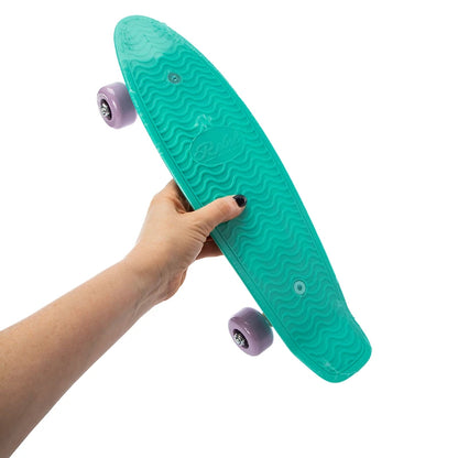 Mini Skateboard 17-Inch Rebel – Teal Board with Purple Wheels