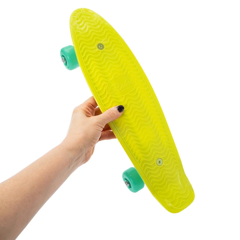 Mini Skateboard 17-Inch Rebel – Yellow Board with Teal Wheels