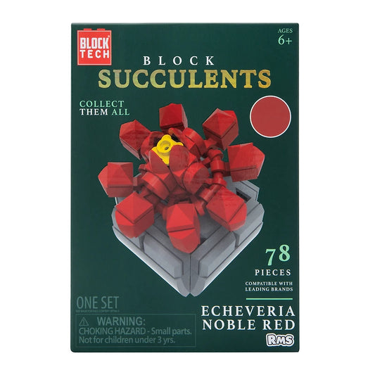 Block Tech Succulents Building Set – Echeveria Noble Red Plant Model, 78 Pieces, Ages 6+