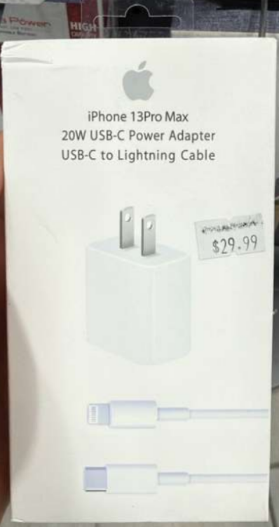 iPhone 13 Pro Max 20W USB-C Power Adapter with USB-C to Lightning Cable