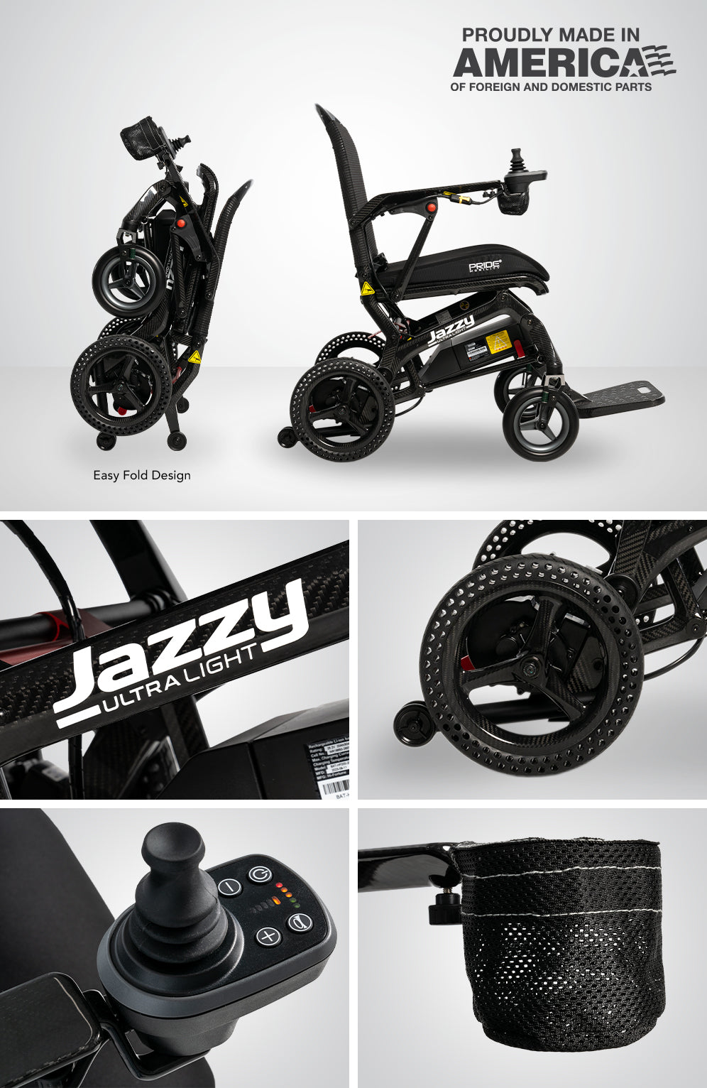 Jazzy Ultra Light Power Wheelchair – Carbon Fiber Frame, 33 lbs, Easy Fold - 10AH Lithium