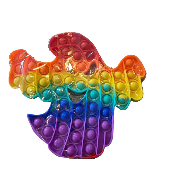 Halloween Ghost Pop It Fidget Toy Silicone Sensory Bubble Toy – Multicolor Stress Relief Toy for Kids and Adults