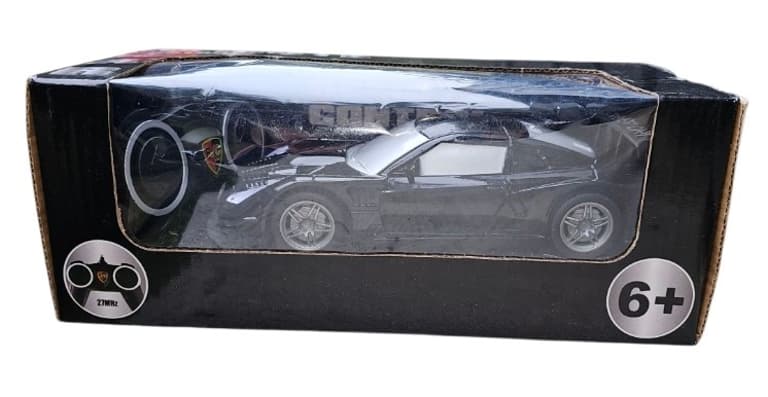 Road Burner RC Super Car Maserati-Style Sports Car with Lights – 1:22 Scale Remote Control Car (Black)
