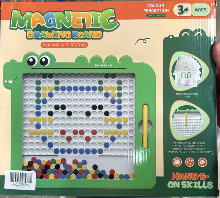METAIS Magnetic Drawing Board for Kids Ages 3+ – Dinosaur Dot Art Board with Magnetic Pen (Green)