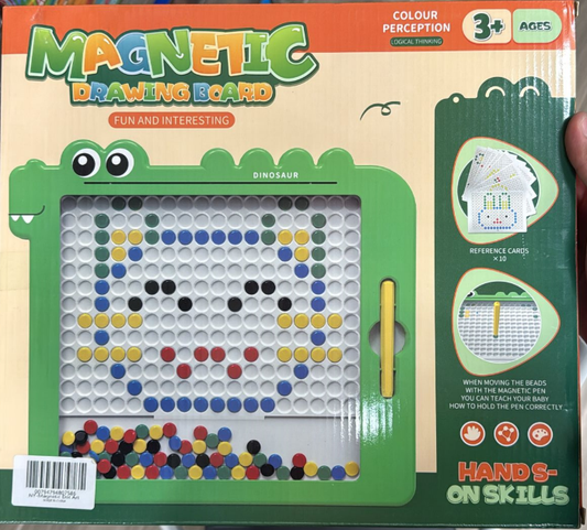 METAIS Magnetic Drawing Board for Kids Ages 3+ – Dinosaur Dot Art Board with Magnetic Pen (Green)