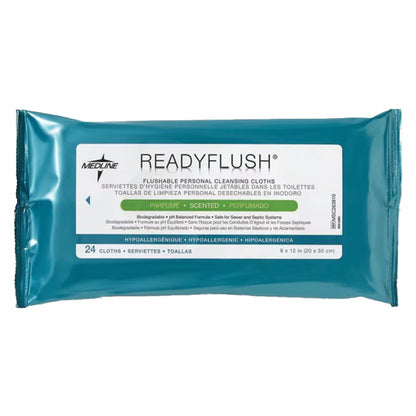 Medline Readyflush Biodegradable Flushable Wipes, 8 x 12 Inch, Scented