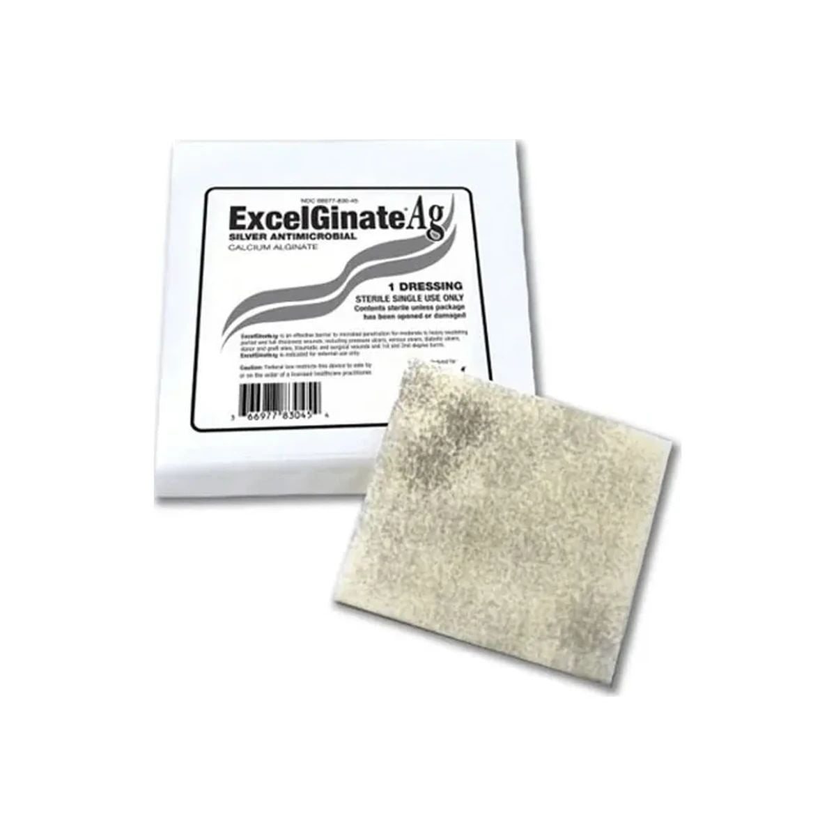 ExcelGinate AG Silver Alginate Dressing 6 x 6 Inch Sterile Wound Dressing