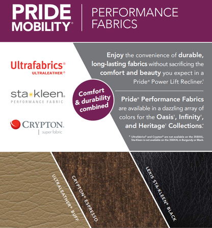 Crypton Aria Fabrics for Pride Mobility Lift Recliners