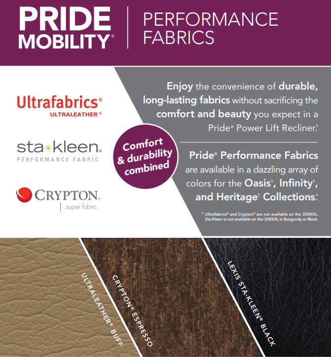 Ultraleather Fabrics for Pride Mobility Lift Recliners