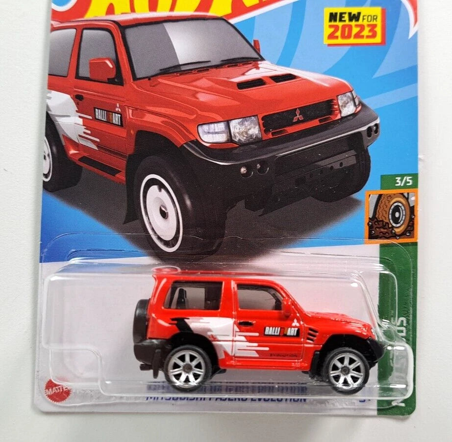 Hot Wheels Super Custom Mitsubishi Pajero Evolution Red – HW Mud Studs 1:64 Diecast with Real Tires