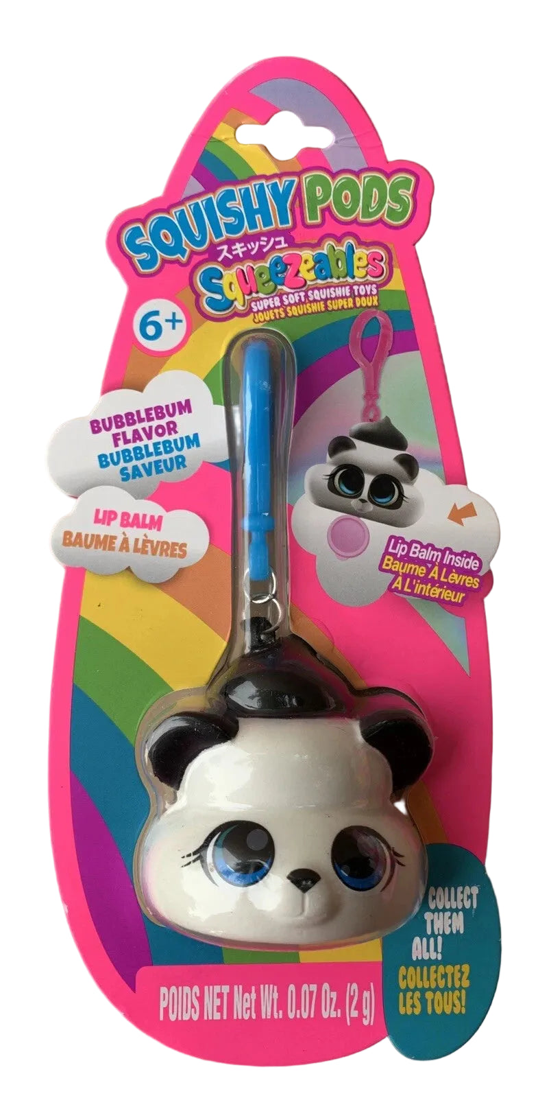Lip Balm Keychain – Panda Toy Bubblegum Flavor Squishy Pods Squeezeables