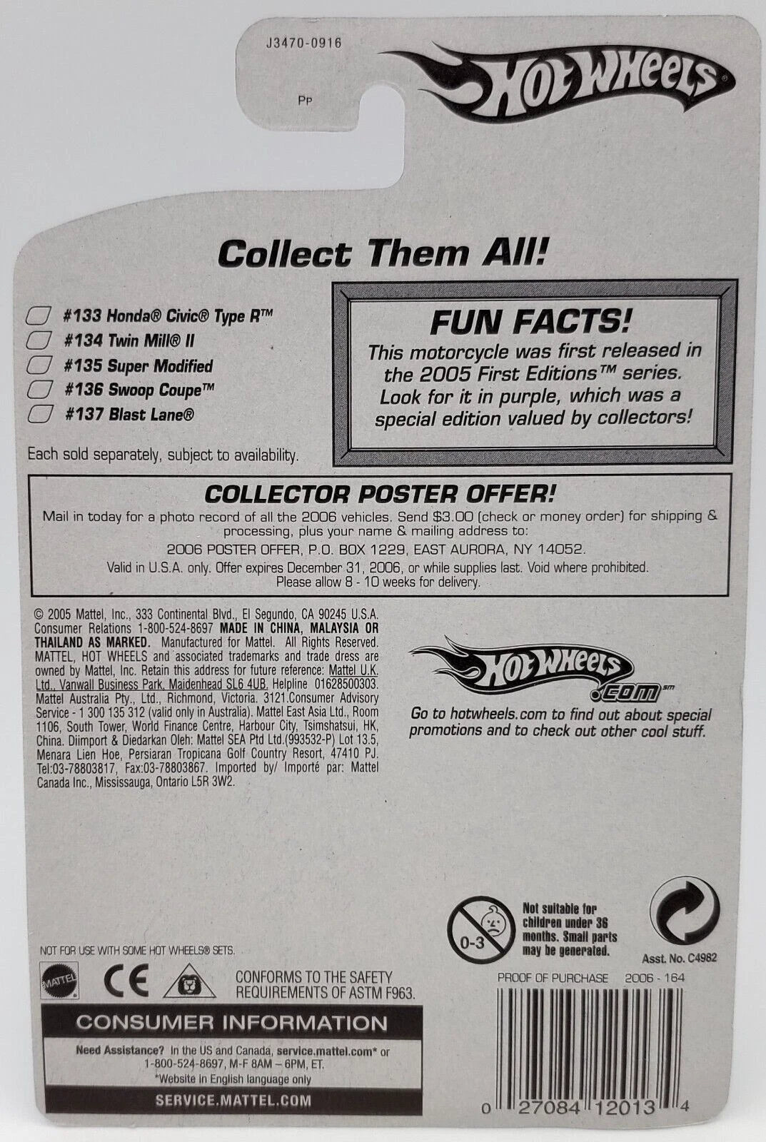 Hot Wheels Airy 8 Black – Mainline Collector Car #2006-164 1:64 Diecast
