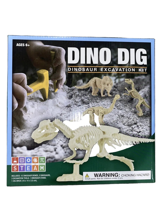 Dino Dig Dinosaur Fossil Excavation Kit – STEAM Toy for Kids 6+