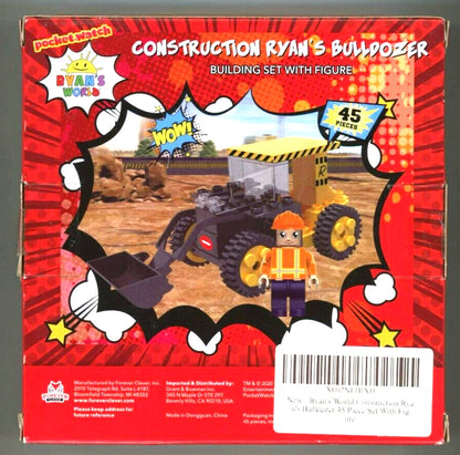 Ryan's World Construction Bulldozer Building Set – 45-Piece Playset with Ryan Figure, Ages 5+