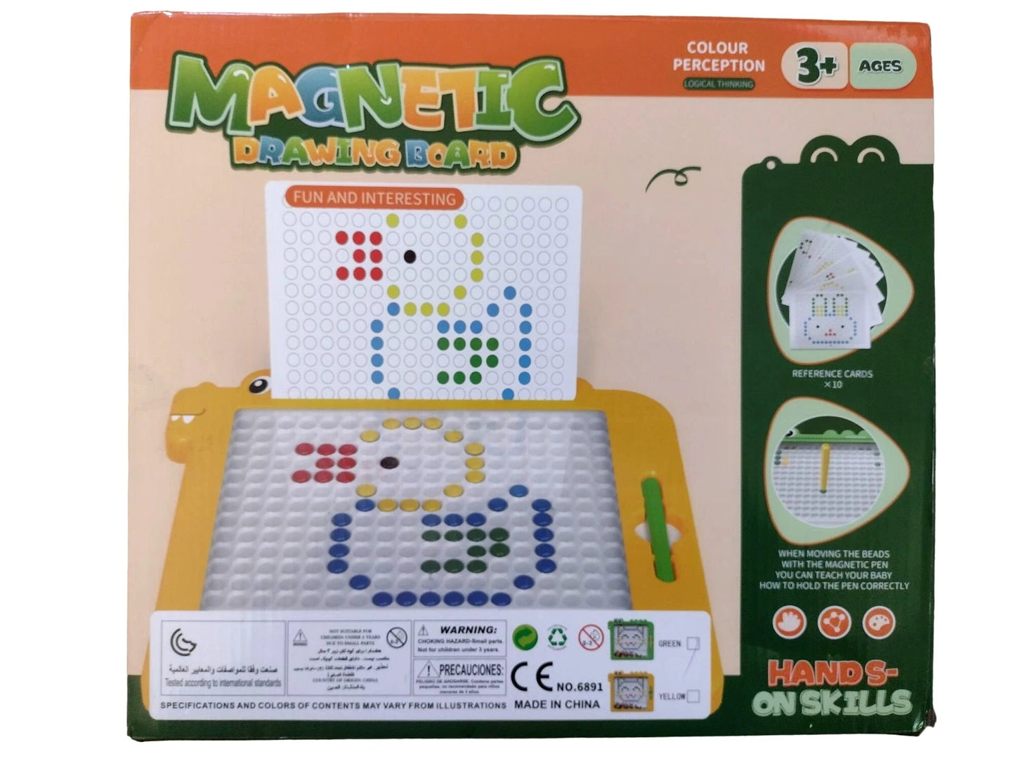 METAIS Magnetic Drawing Board for Kids Ages 3+ – Dinosaur Dot Art Board with Magnetic Pen (Green)