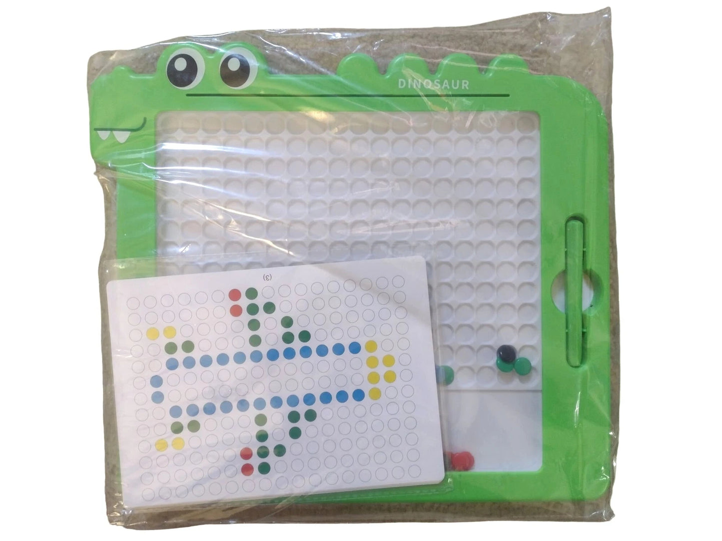 METAIS Magnetic Drawing Board for Kids Ages 3+ – Dinosaur Dot Art Board with Magnetic Pen (Green)