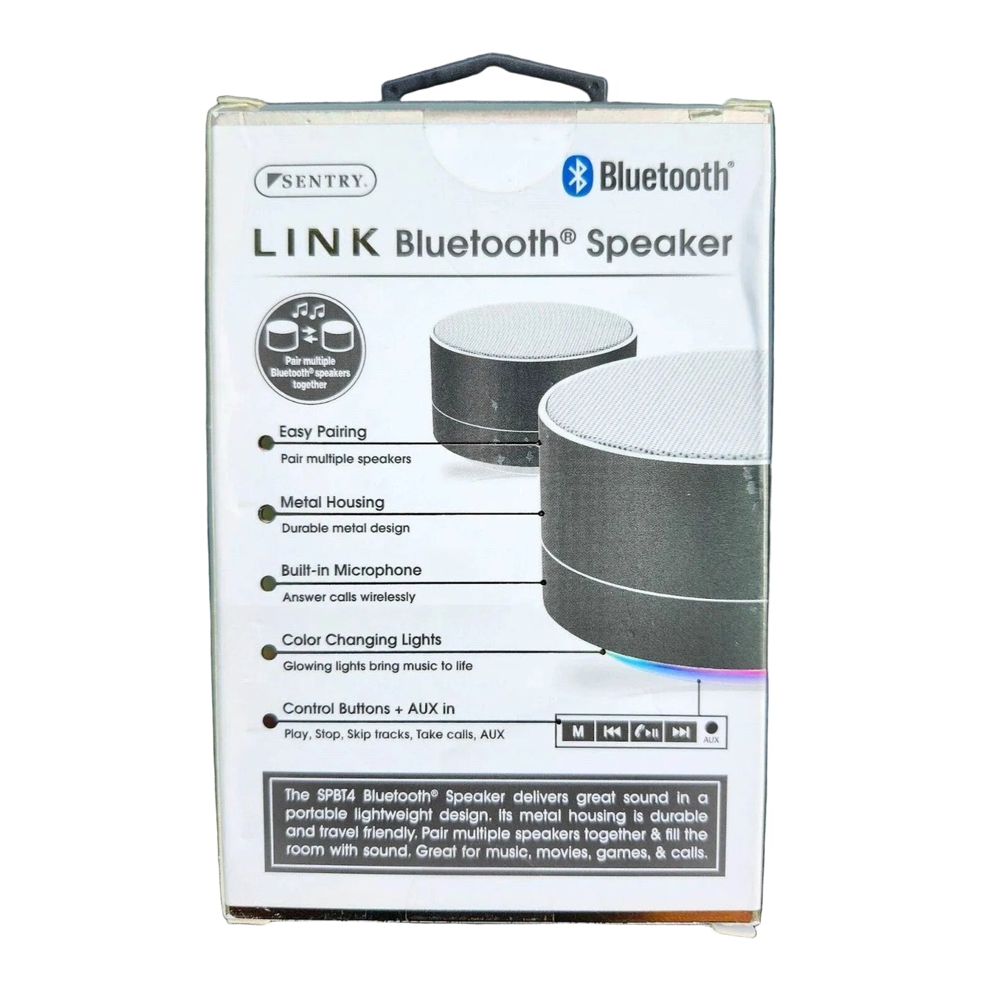 Sentry Link Bluetooth Wireless Speaker with Color-Changing Lights