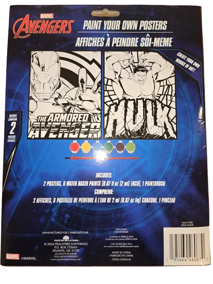 Marvel Avengers Paint Your Own Posters Craft Kit – 2 Posters with Paint & Brushes for Kids