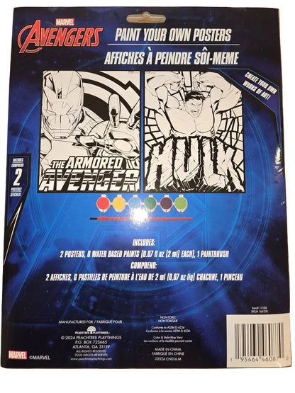 Marvel Avengers Paint Your Own Posters Craft Kit – 2 Posters with Paint & Brushes for Kids