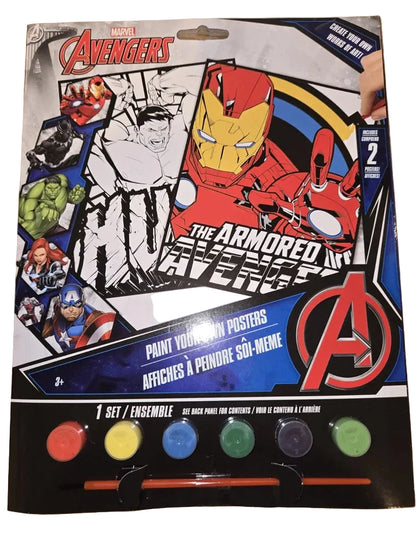 Marvel Avengers Paint Your Own Posters Craft Kit – 2 Posters with Paint & Brushes for Kids