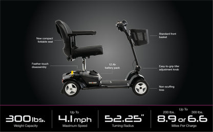 Go Go Ultra X 4-Wheel Scooter – One-Hand Disassembly, 300 lb Weight Capacity, and Convenient Drop-In Battery Box