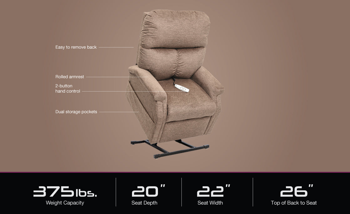 Essential LC-250 Power Lift Recliner – 3-Position Full Recline, Durable and Comfortable