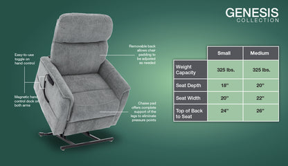 Sitting Pretty Genesis Lift Chair – Modern Split Back Design, Chaise Pad for Full Leg Support, Stylish Fabrics and Colors