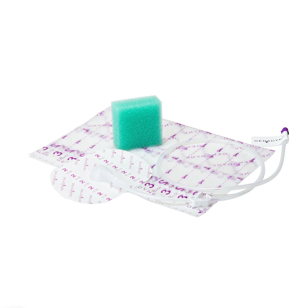 Genadyne Green Foam Thin Negative Pressure Dressing Kit 2.5 x 6 x 6 cm Sterile