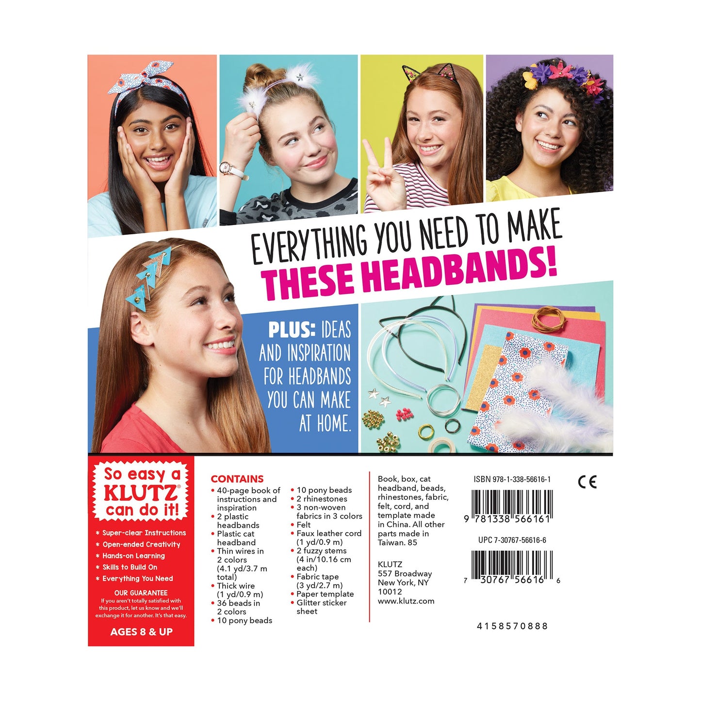Klutz Kids Make & Style Headbands Craft Kit – 67-Piece DIY Hair Accessories for Kids