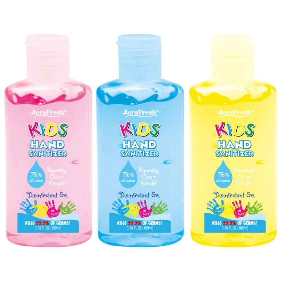 Kids Hand Sanitizer 3-Pack 3.38 fl oz (100ml) - 75% Alcohol Disinfectant Gel