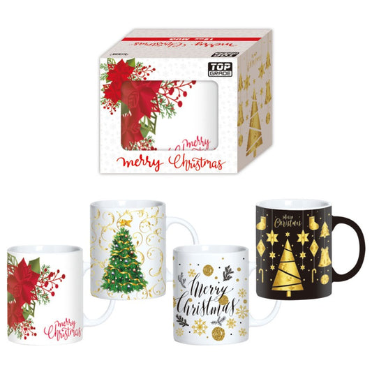 Festive Sips: Christmas Mug 12 oz Set of 4 - Assorted Designs, Perfect Holiday Gift