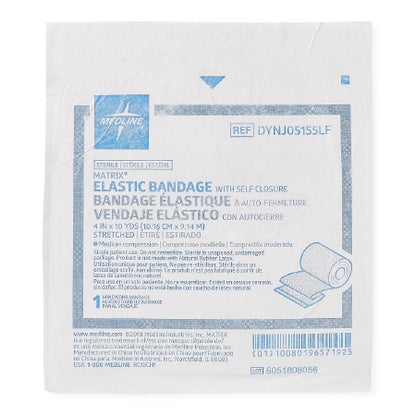 Medline Matrix Elastic Bandage 4 Inch x 10 Yard Sterile with Hook and Loop Closure Medium Compression