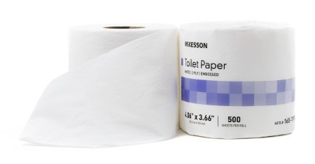 McKesson White Toilet Tissue 2-Ply Standard Size, 500 Sheets, Case of 96 Rolls
