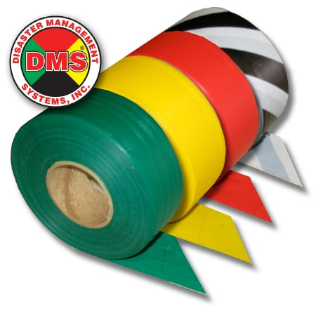 Triage Ribbon 4-Pack Contains: (1) 300 Foot Roll DMS-05791 Immediate - Red, (1) 300 Foot Roll DMS-05790 Delayed- Yellow, (1) 300 Foot Roll DMS-05789 Minor- Green, (1) 300 Foot Roll DMS-05792 Morgue/Expectant Black and White Stripe