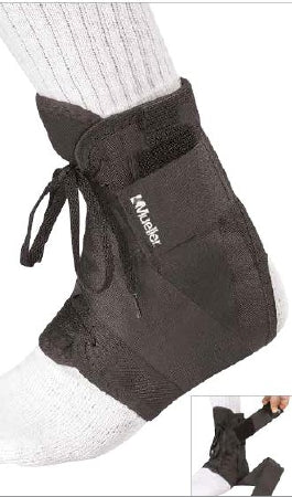 Mueller Soft Ankle Brace Lace-Up Versatile Support for Left or Right Ankle, Non-Stretch Straps
