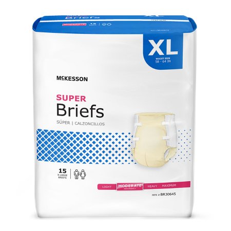 Unisex Adult Incontinence Brief McKesson X-Large Disposable Moderate Absorbency