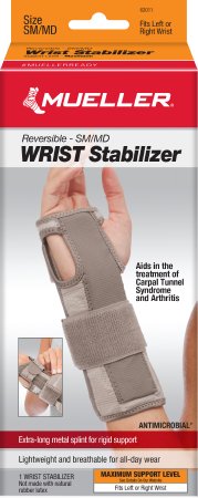 Mueller Carpal Tunnel Palmar Wrist Stabilizer Gray Maximum Support for Left or Right Hand