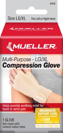 Mueller Compression & Support Gloves Fingerless Design for Hand and Wrist Relief