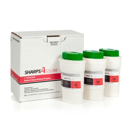 Mailback Sharps Container Multi-Pack Sharps Assure White Base 3 L X 1-3/4 W X 5 H Inch Vertical Entry 120 to 160 Syringe Needles