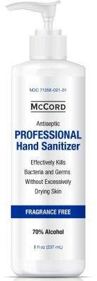 Hand Sanitizer McCord 8 oz. Ethyl Alcohol Gel Pump Bottle