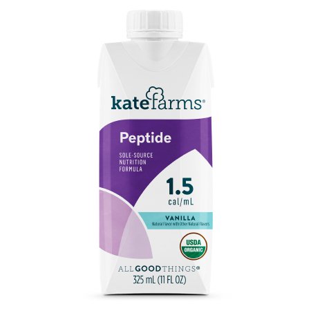 Kate Farms Peptide 1.5 Plain Vanilla Flavor Ready to Use 11 oz. Carton Complete Adult Nutrition for Oral and Tube Feeding