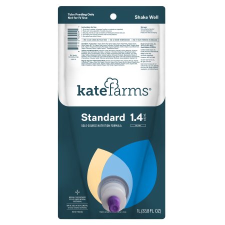 Kate Farms Standard 1.4 Closed System 1000 mL Bag Unflavored Adult Nutrition with Complete Amino Acid Profile