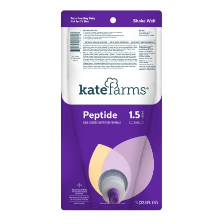 Kate Farms® Peptide 1.5 Closed System 1000 mL Bag Ready to Hang Unflavored Adult Standard Tube Feeding Formula