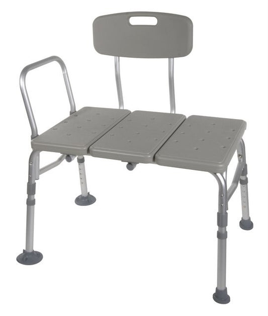 Upgrade Safety and Comfort with Heavy Duty Transfer Bench Adjustable Backrest, 400lbs Weight Capacity